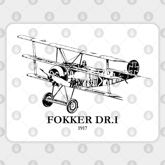 Fokker Dr.I World War I Fighter Plane Sticker by Lakeric